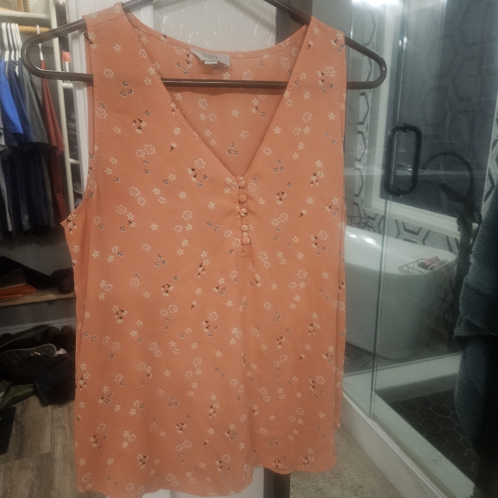 LOFT Orange Sleeveless Wrap Blouse
